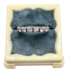 Sterling Silver Clear CZ Stones Ring Size 6 Thin Band 925 SETA Dainty Band Ring